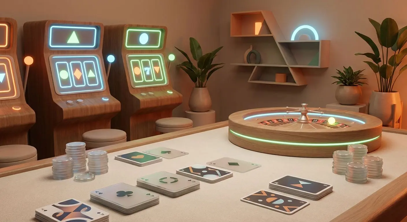 Spelutbud hos PlayOJO Mix av spelautomater och klassiska spel i färgstark miljö